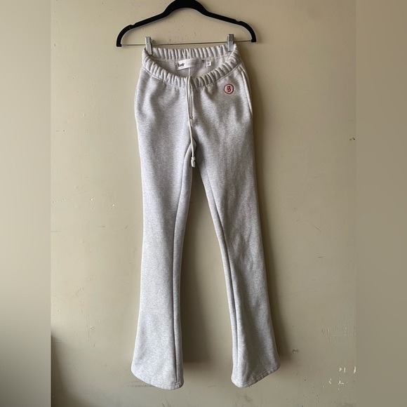 Body by Raven Tracy Backshot Sweatpants Grey Red Spellout Flare XS - Picture 2 of 6
